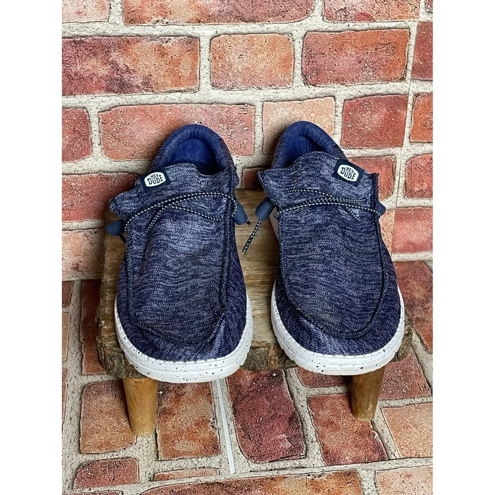Hey Dude Wally Sport Knit Blue Marl Mens Slip On Loafers 40536-425 Size 12